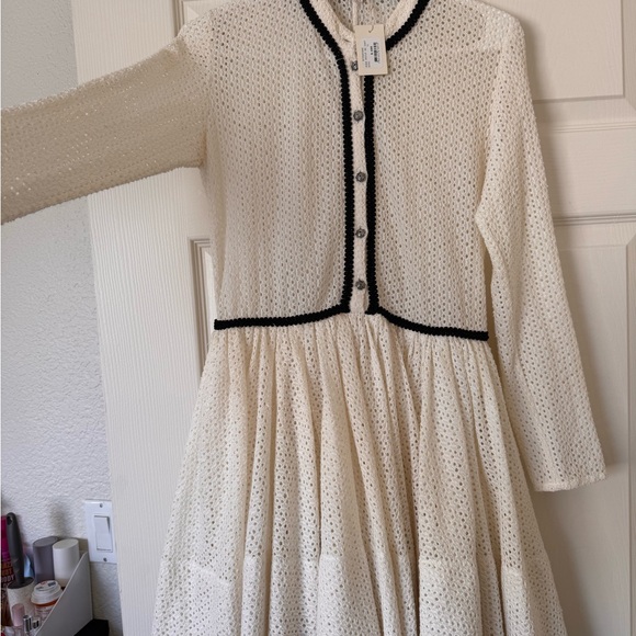 Maje Cream Lace Dress with Black Detailing - Picture 2 of 6